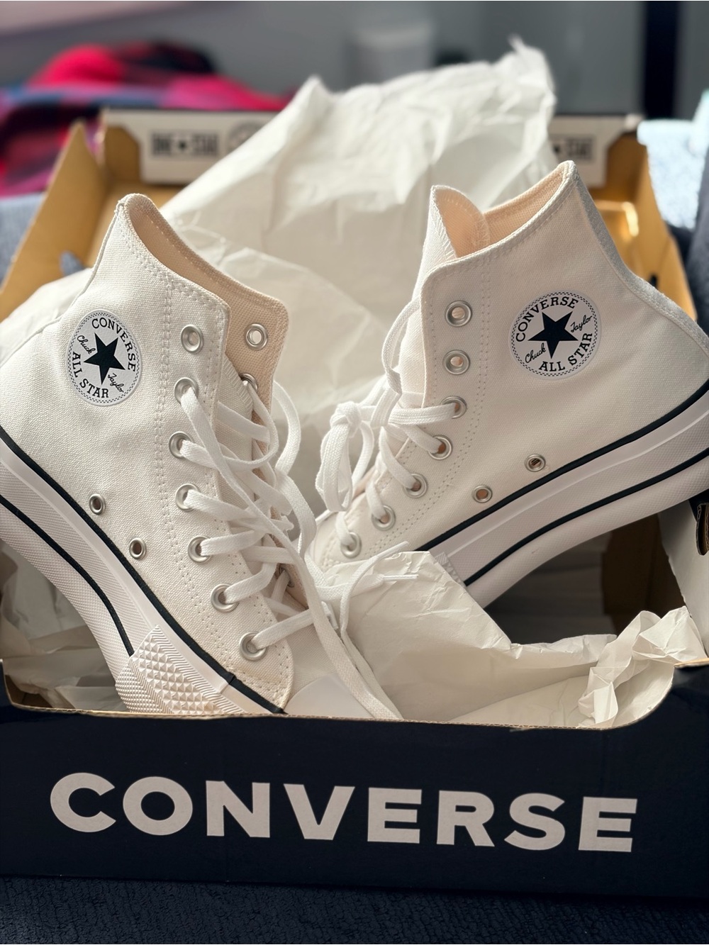 Converse White High-Top Platform Chuck Taylor Sneakers